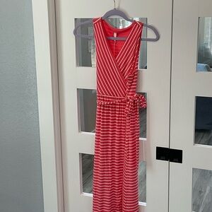 Pinkblush Coral and White Striped Maxi Dress size M